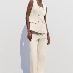 ZARA STRUCTURED METALLIC THREAD LONG VEST